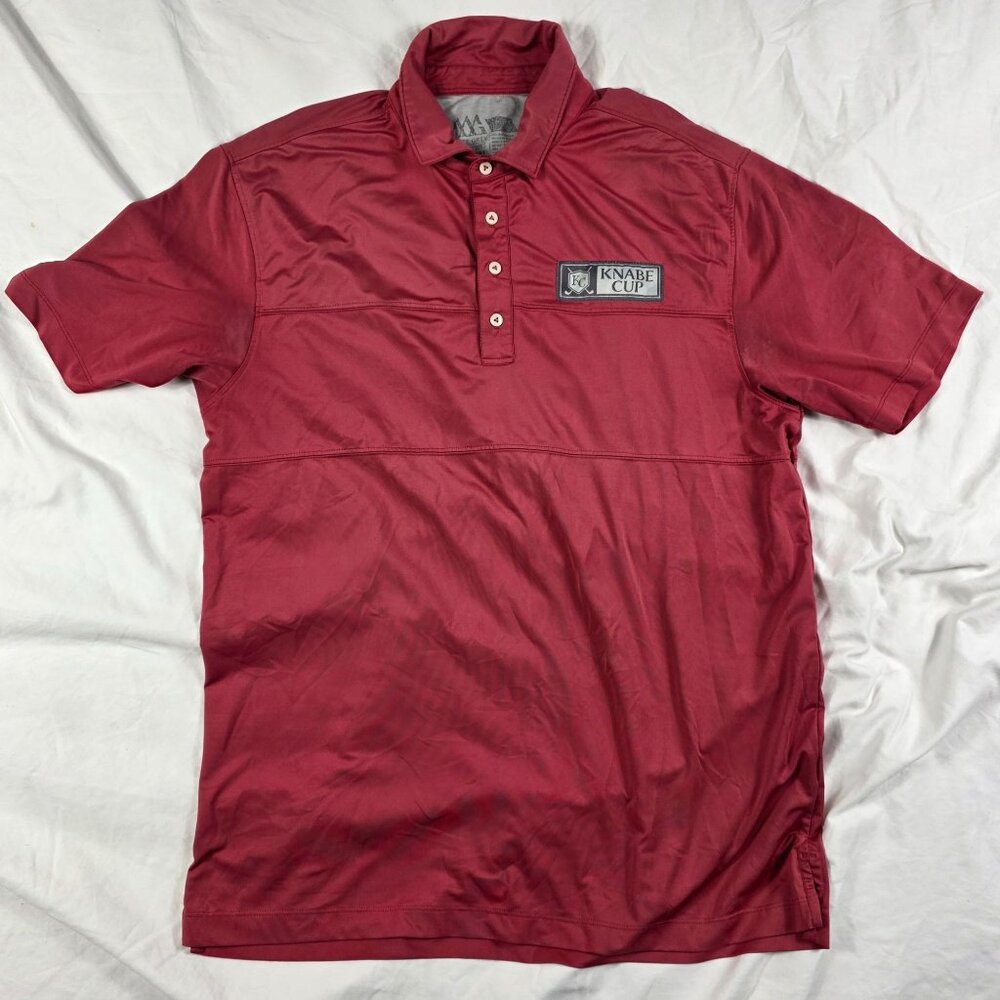 Matte Grey Mens Size Large Red Golf Polo Shirt Knabe Cup Performance Casual
